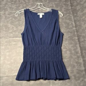 White House Black Market Deep Blue Smocked Tank